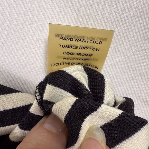 Pixley Dress Medium Kathy Striped‎ Fit & Flare Black Cream Skater Black White - Picture 14 of 15